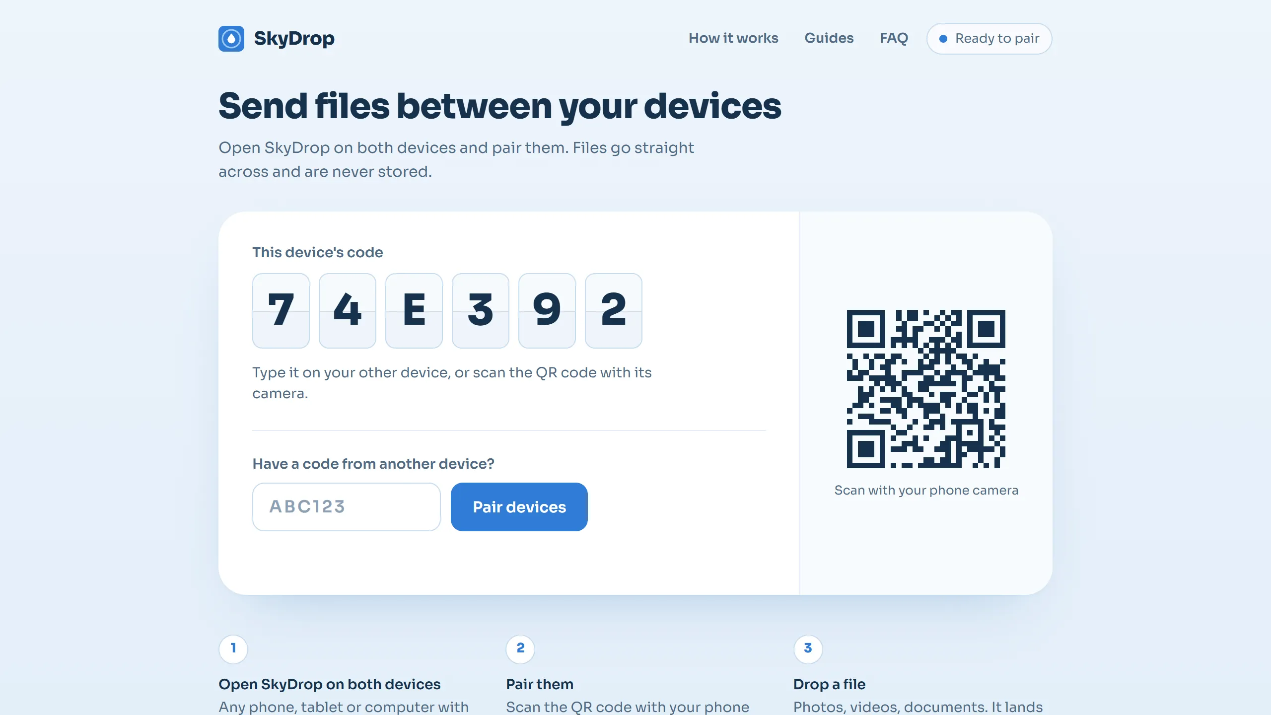 SkyDrop ready to pair two devices